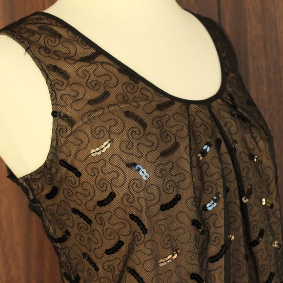 Jones New York Womens Top, New with Tags Black over Beige, Size 4, Sequins - Picture 4 of 11